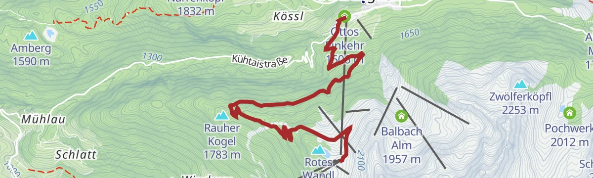 Route map: Hochoetz - Talwanderung nach Ochsengarten